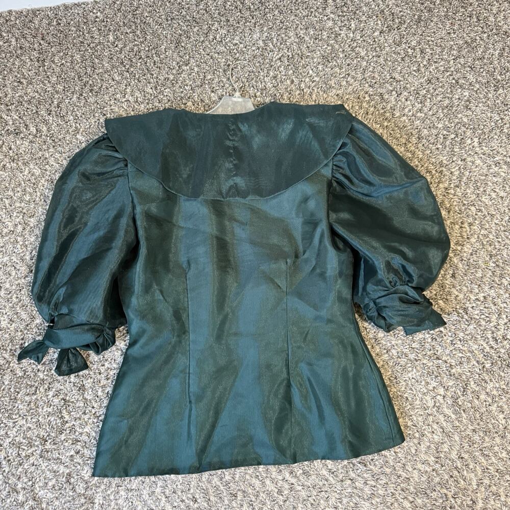 VTG Watters & Watters Top Embellished Buttons 12 Elegant Drama Formal Green - Picture 5 of 6